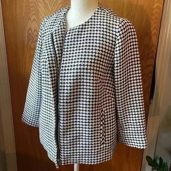 Talbots Houndstooth Textured Jacket Size 2 - Picture 1 of 9